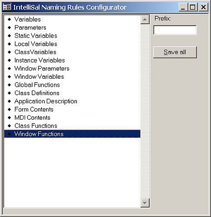 IntelliSal Naming Rules Configurator