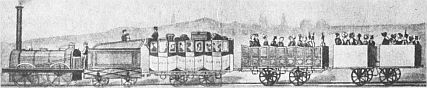 Die Eisenbahn zwischen Nrnberg und Frth 1835. Zeitgenssische Darstellung