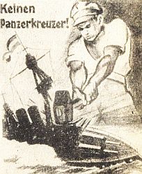 Keinen Panzerkreuzer!
Jungarbeiter!
Heraus zum Volksentscheid
Kommunistischer Jugendverband Deutschlands
Aufruf des KJVD zum Volksbegehren
gegen den Panzerkreuzerbau 1926