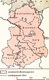 Die territoriale Gliederung der sowjetischen
Besatzungszone Deutschlands, wie sie sich im
Jahre 1947 darstellte
Ländergrenzen 1947
