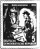 Briefmarke zum 10. Jahrestag der Bodenreform
1945 - BODENREFORM - 1955
Deutsche Demokratische Republik
5